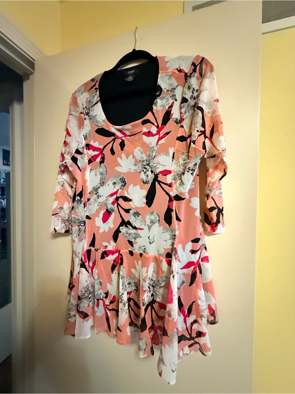 Alfani Peach Floral Ruffle-Hem Tunic